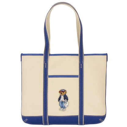 Ralph Lauren RLX CANVAS/LEATHER NOVELTY BEAR SHOPPER TOTE SMALL