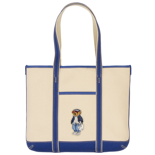 Ralph Lauren RLX CANVAS/LEATHER NOVELTY BEAR SHOPPER TOTE SMALL