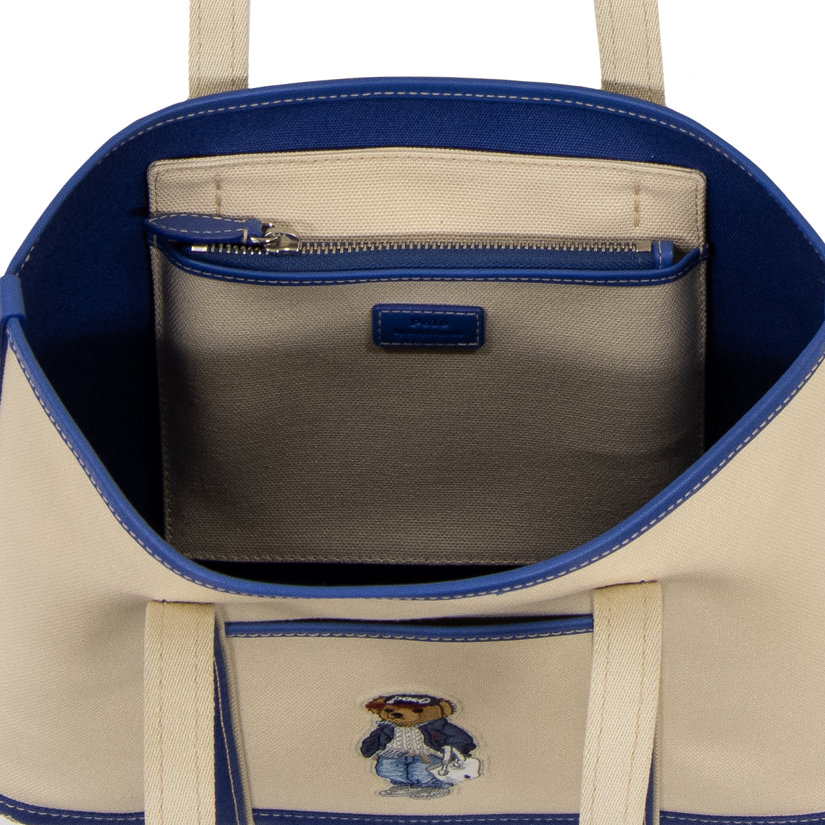 Ralph Lauren RLX CANVAS/LEATHER NOVELTY BEAR SHOPPER TOTE SMALL