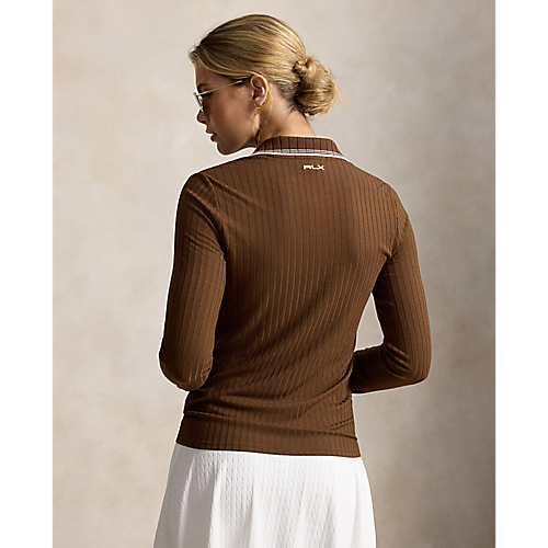 Ralph Lauren RLX LONG-SLEEVE DROP NEEDLE RIB POLO (Multiple Colors)