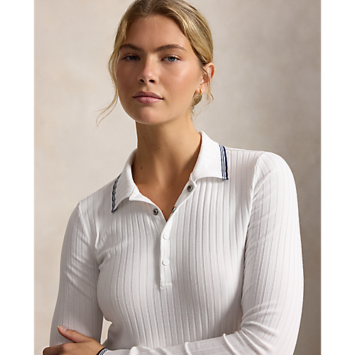 Ralph Lauren RLX LONG-SLEEVE DROP NEEDLE RIB POLO (Multiple Colors)