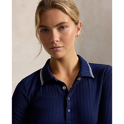 Ralph Lauren RLX LONG-SLEEVE DROP NEEDLE RIB POLO (Multiple Colors)