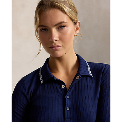 Ralph Lauren RLX LONG-SLEEVE DROP NEEDLE RIB POLO (Multiple Colors)