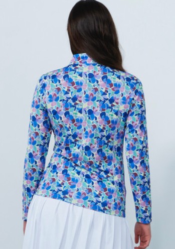 Daily Sports ARTIST Leafs Multi Color Print Long Sleeve Polo Shirt