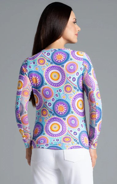 IBKUL Leona Print Long Sleeve Crew Neck (Multiple Colors)