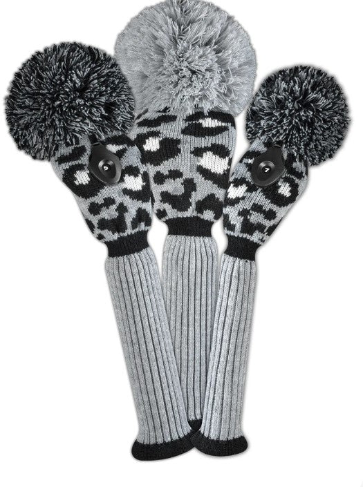 Just4Golf Leopard Headcovers - Gray, Black, White