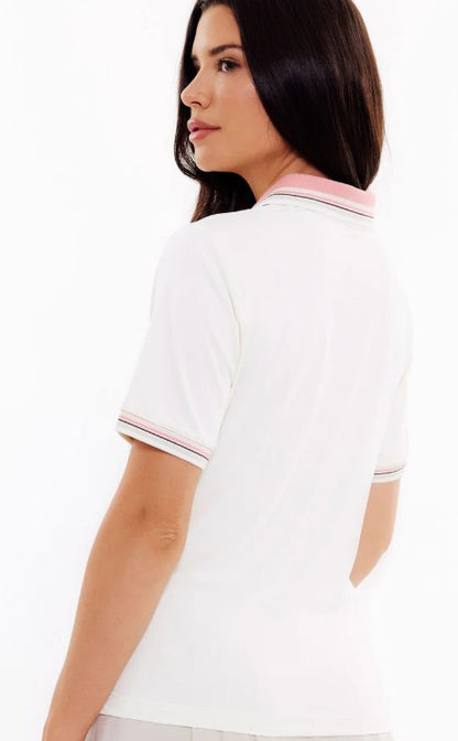 GG BLUE ROSEWOOD Short Sleeve Links Luxe Tee - Snow White/Rose