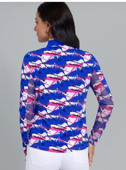 IBKUL Lizzy Print Long Sleeve Mock Neck Top