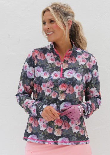 FAMARA HOST OF ROSES Long Sleeve Mid Layer Golf Shirt