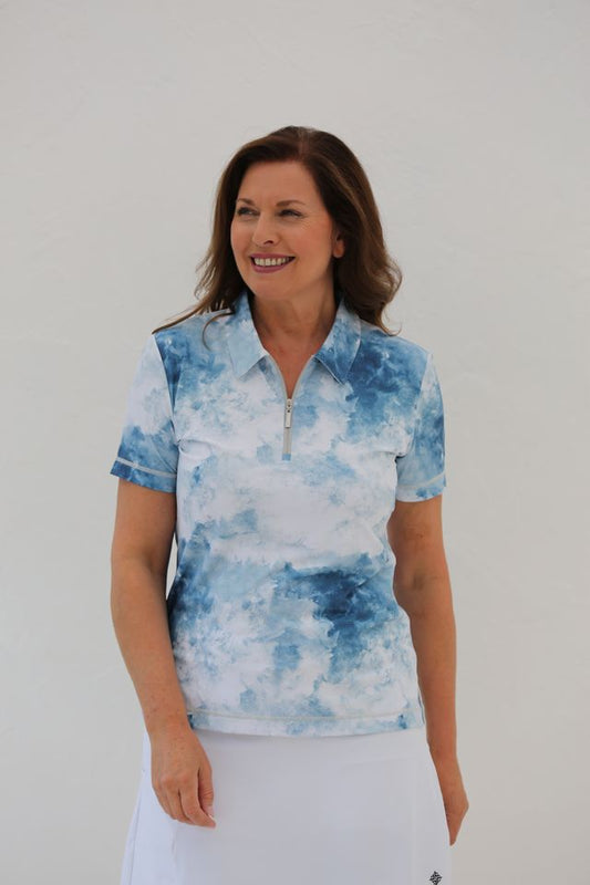 FAMARA CLOUDS Short Sleeve Polo Shirt