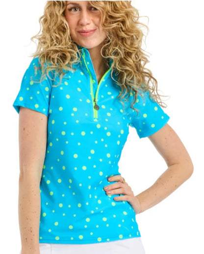 TZU TZU AQUA DOTS LUCY SHORT SLEEVE TOP
