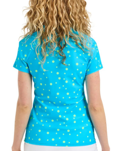 TZU TZU AQUA DOTS LUCY SHORT SLEEVE TOP