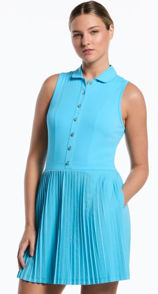 Original Penguin Mixed Media Sleeveless Pleated Golf Dress