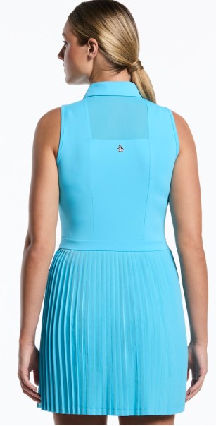 Original Penguin Mixed Media Sleeveless Pleated Golf Dress