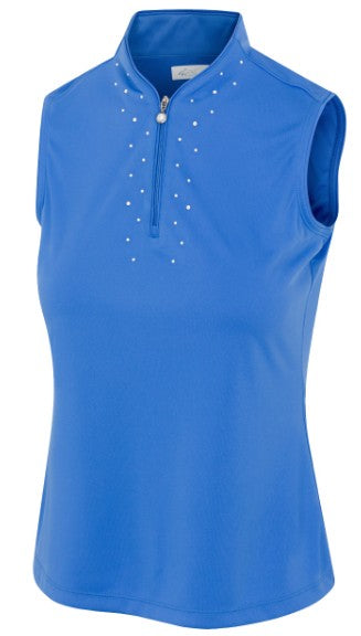 Greg Norman ML75 MICROLUX PEARL-STUDDED SLEEVELESS POLO (Multiple Colors)