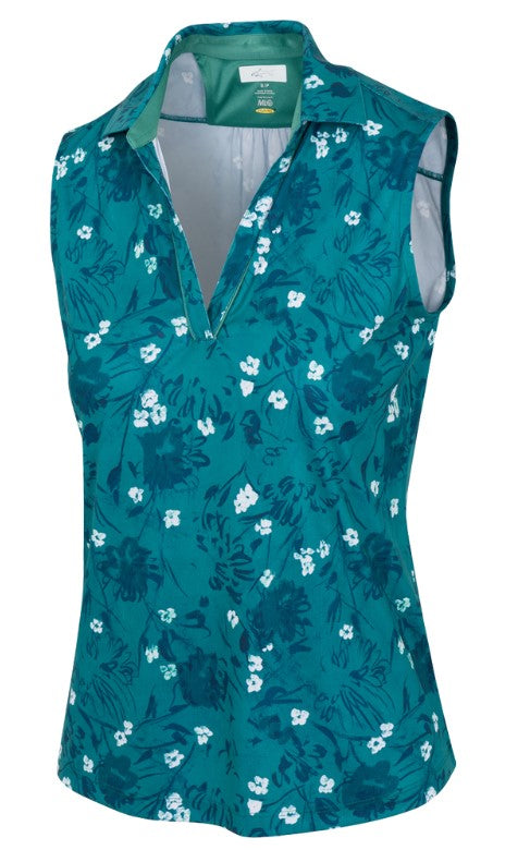 Greg Norman SLEEVELESS ML75 V-Neck Floral Polo