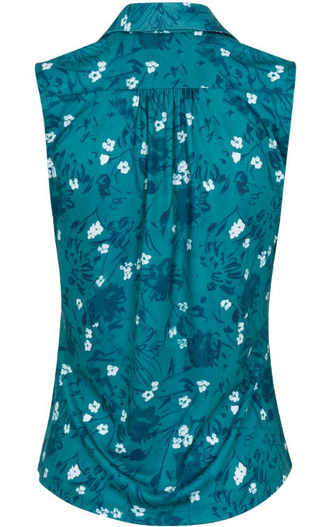 Greg Norman SLEEVELESS ML75 V-Neck Floral Polo