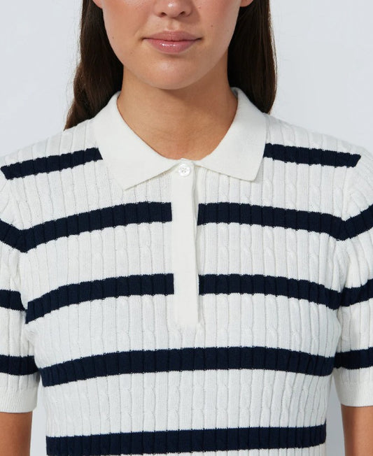 Daily Sports Madelene Plaid Cable Knit Short Sleeve Polo