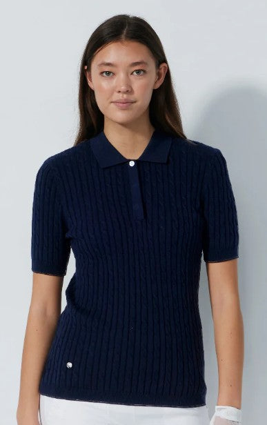 Daily Sports Madelene Core Solids Cable Knit Short Sleeve Polo (Multiple Colors)
