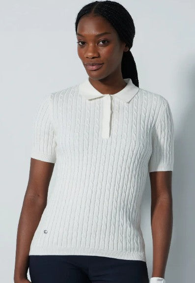 Daily Sports Madelene Core Solids Cable Knit Short Sleeve Polo (Multiple Colors)