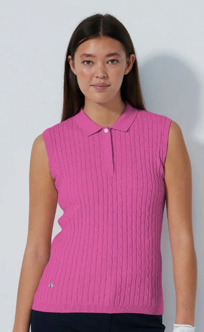 Daily Sports Madelene Solid Cable Knit Sleeveless Polo (Multiple Colors)