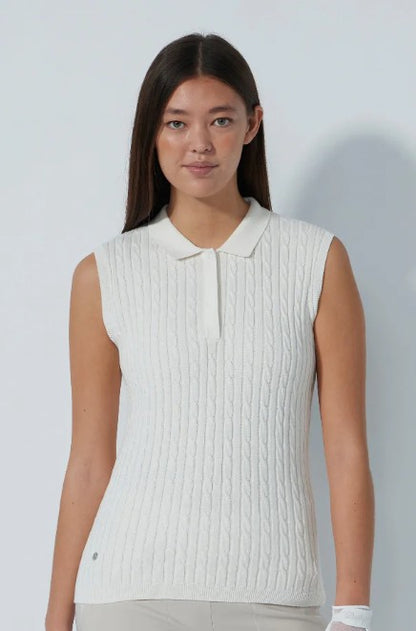 Daily Sports Madelene Core Solid Cable Knit Sleeveless Polo (Multiple Colors)