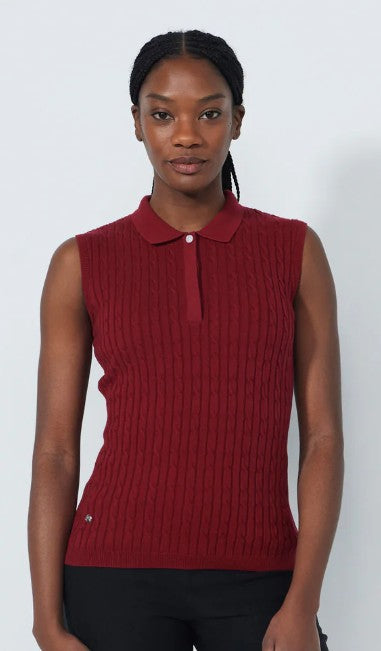 Daily Sports Madelene Solid Cable Knit Sleeveless Polo (Multiple Colors)