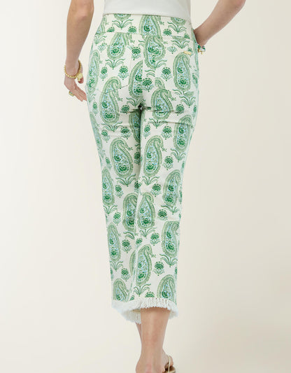 Spartina Maren Fringe Pant Flagler Paisley Green Ankle Pant