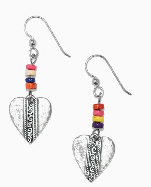 Brighton Mingle Medley Beaded Heart French Wire Earrings