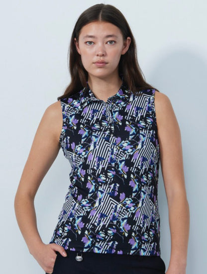 Daily Sports ARTIST Modern Stripe Print Sleeveless Polo Shirt