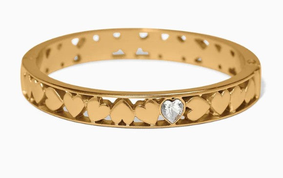 Brighton Mystery Of Love Golden Heart Hinged Bangle