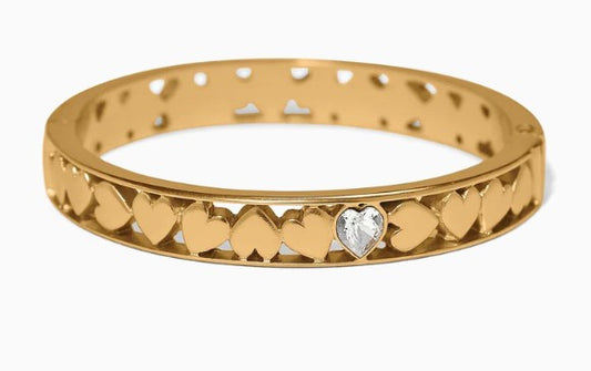 Brighton Mystery Of Love Golden Heart Hinged Bangle