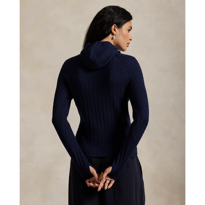 Ralph Lauren RLX LONG-SLEEVE COTTON BLEND CABLE KNIT HOODED SWEATER