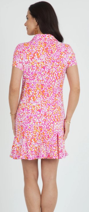 IBKUL Naomi Print Short Sleeve Godet Dress