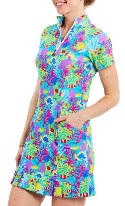 Tzu Tzu FISHY PENNIE SHORT SLEEVE DRESS 35"