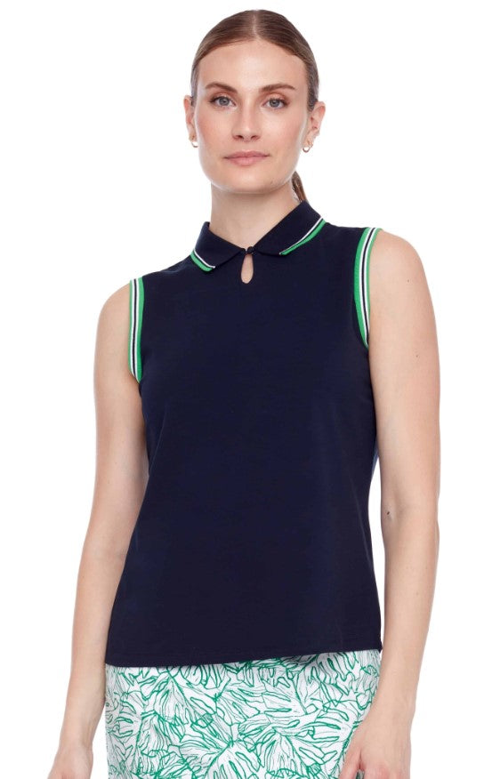 Swing Control PIQUE SLEEVELESS COLLARED TOP