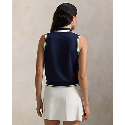 Ralph Lauren RLX SLEEVELESS TOUR PIQUE VAL POLO W/ TIPPING AND BLOUSON AT HEM
