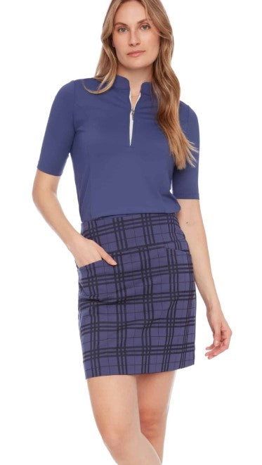 Swing Control PLAID VENTED JACQUARD SKORT 18" (MULTIPLE COLORS)