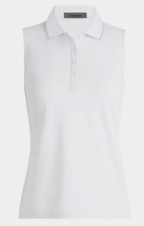 G/FORE APPAREL PLEATED COLLAR TECH PIQUÉ SLEEVELESS POLO (MULTIPLE COLORS)