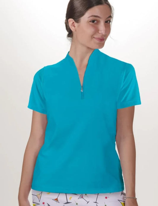 Skort Obsession SHORT SLEEVE POLO QUARTER ZIP TOP (MULTIPLE COLORS)