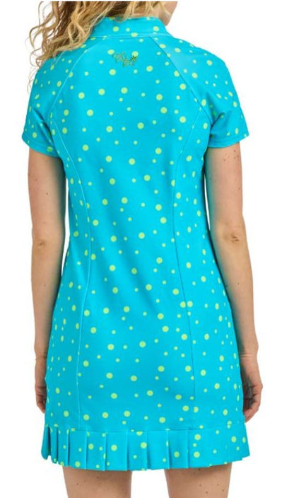 Tzu Tzu AQUA DOTS PENNIE Capped Sleeve Dress
