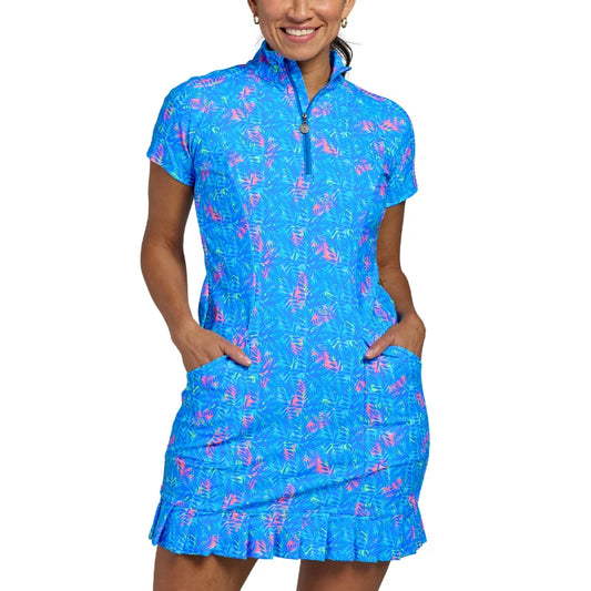 Tzu Tzu PENNIE Capped Sleeve Dress in Leafy