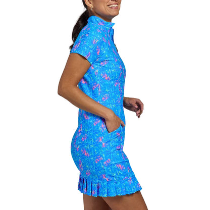 Tzu Tzu PENNIE Capped Sleeve Dress in Leafy