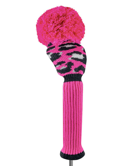 Just4Golf Pink Leopard Knitted Head Covers