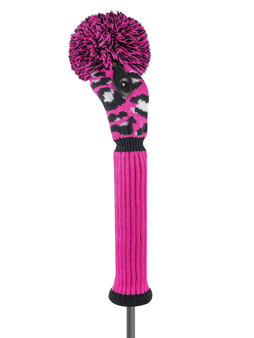 Just4Golf Pink Leopard Knitted Head Covers