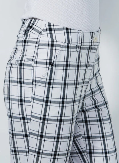 Daily Sports Plaid Black White Ankle Pants 27"