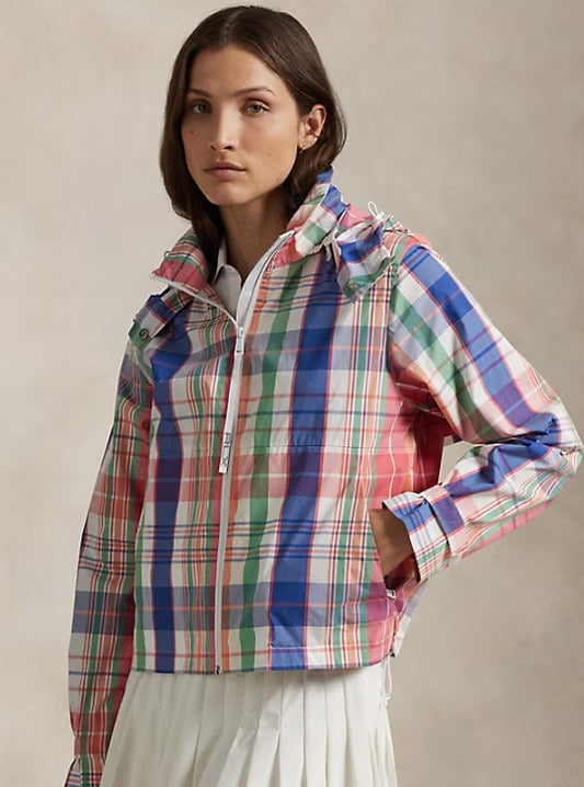 Ralph Lauren RLX Plaid Packable Hooded Rain Jacket