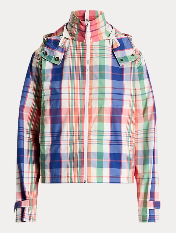 Ralph Lauren RLX Plaid Packable Hooded Rain Jacket