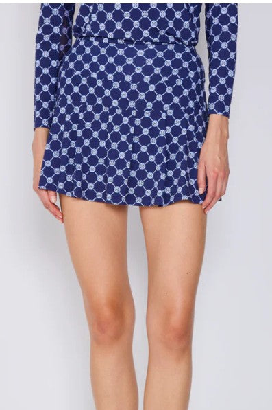 G Lifestyle Pleat Skort 13.5" in Navy Lifestyle Geo