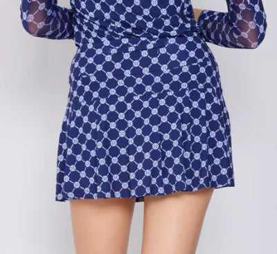 G Lifestyle Pleat Skort 13.5" in Navy Lifestyle Geo